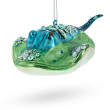 Load image into Gallery viewer, Jeweled Blue Stingray Glass Christmas Ornament