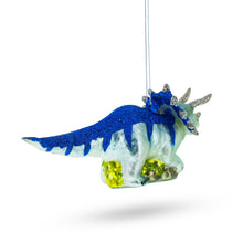 Load image into Gallery viewer, Glittered Dinosaur Glass Christmas Ornament