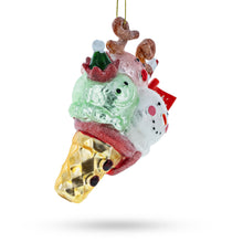 Load image into Gallery viewer, Holiday Ice Cream Glass Christmas Ornament