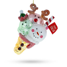 Load image into Gallery viewer, Holiday Ice Cream Glass Christmas Ornament