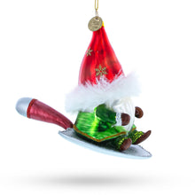 Load image into Gallery viewer, Scandinavian Gnome Riding a Shield Glass Christmas Ornament