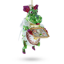 Load image into Gallery viewer, Cookie-Bearing Dragon Delight Glass Christmas Ornament