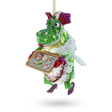 Load image into Gallery viewer, Cookie-Bearing Dragon Delight Glass Christmas Ornament