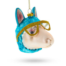 Load image into Gallery viewer, Lama Rocking Funky Glasses Glass Christmas Ornament