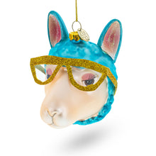 Load image into Gallery viewer, Lama Rocking Funky Glasses Glass Christmas Ornament