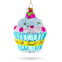 Load image into Gallery viewer, Cupcake with Glitter Accents Glass Christmas Ornament
