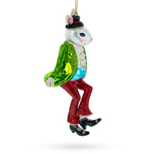 Load image into Gallery viewer, Alice in Wonderland A Dancing Hare Glass Christmas Ornament
