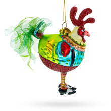Load image into Gallery viewer, Rooster wearing Shoes Glass Christmas Ornament