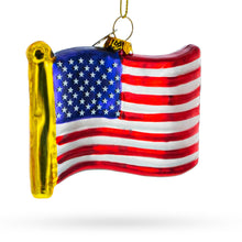 Load image into Gallery viewer, Waving Flag of USA Glass Christmas Ornament