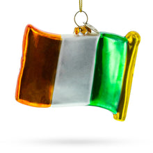 Load image into Gallery viewer, Waving Flag of Ireland Glass Christmas Ornament
