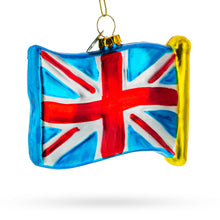 Load image into Gallery viewer, Waving Flag of United Kingdom Glass Christmas Ornament