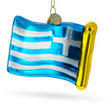 Load image into Gallery viewer, Waving Flag of Greece Glass Christmas Ornament