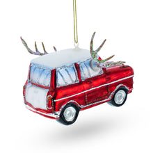 Load image into Gallery viewer, Car Decked Out with Nose &amp; Antlers Glass Christmas Ornament