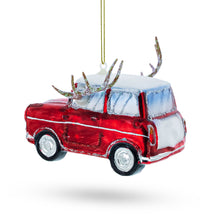 Load image into Gallery viewer, Car Decked Out with Nose &amp; Antlers Glass Christmas Ornament