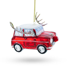 Load image into Gallery viewer, Car Decked Out with Nose &amp; Antlers Glass Christmas Ornament