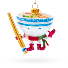 Load image into Gallery viewer, Noodle Ramen Bowl with Chopsticks Glass Christmas Ornament