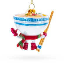 Load image into Gallery viewer, Noodle Ramen Bowl with Chopsticks Glass Christmas Ornament