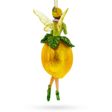 Load image into Gallery viewer, Enchanting Citrus Lemon Fairy Glass Christmas Ornament
