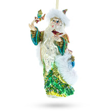 Load image into Gallery viewer, Woodland Santa with Birds Glass Christmas Ornament