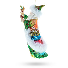 Load image into Gallery viewer, Woodland Santa with Birds Glass Christmas Ornament