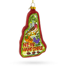 Load image into Gallery viewer, State of New Hampshire Symbols, USA Glass Christmas Ornament