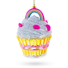 Load image into Gallery viewer, Delightful Sprinkled Cupcake with Rainbow Glass Christmas Ornament