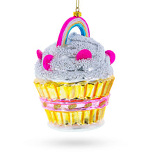 Load image into Gallery viewer, Delightful Sprinkled Cupcake with Rainbow Glass Christmas Ornament