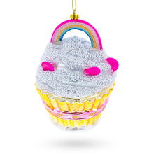 Load image into Gallery viewer, Delightful Sprinkled Cupcake with Rainbow Glass Christmas Ornament