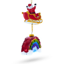 Load image into Gallery viewer, Santa Rainbow Sleigh Ride Glass Christmas Ornament