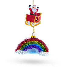 Load image into Gallery viewer, Santa Rainbow Sleigh Ride Glass Christmas Ornament