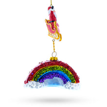 Load image into Gallery viewer, Santa Rainbow Sleigh Ride Glass Christmas Ornament
