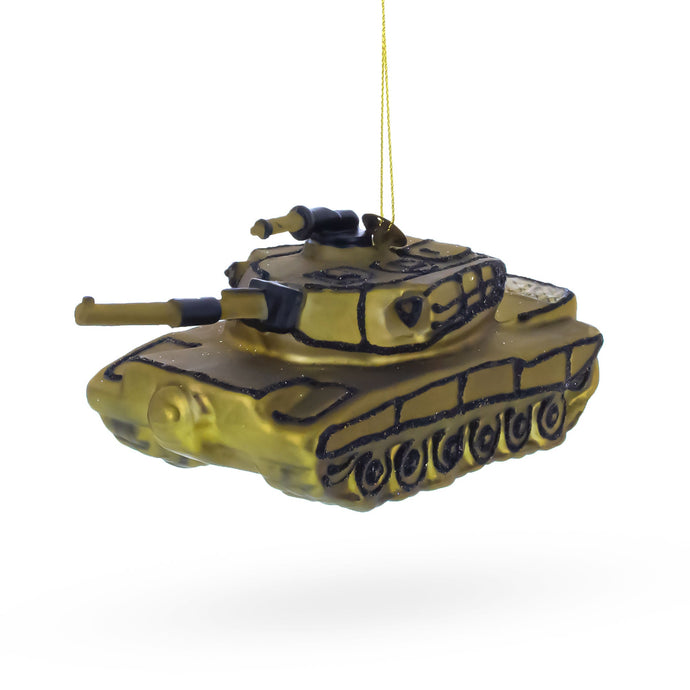 Military Army Tank Glass Christmas Ornament