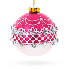 Load image into Gallery viewer, Elegant Laced Pink Glass Christmas Ornament