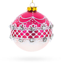 Load image into Gallery viewer, Elegant Laced Pink Glass Christmas Ornament