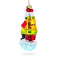 Load image into Gallery viewer, Polar Bear Ice Fishing Glass Christmas Ornament