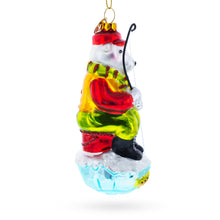 Load image into Gallery viewer, Polar Bear Ice Fishing Glass Christmas Ornament