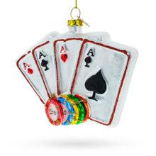 Load image into Gallery viewer, Casino Chips and Playing Cards Glass Christmas Ornament