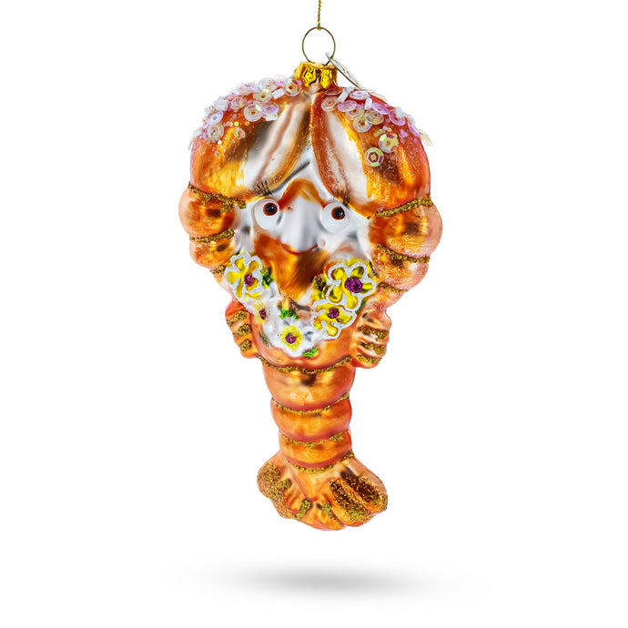 Lobster with Beads Glass Christmas Ornament