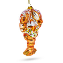 Load image into Gallery viewer, Lobster with Beads Glass Christmas Ornament