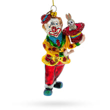 Load image into Gallery viewer, Whimsical Magician Clown Rabbit in a Hat Trick Glass Christmas Ornament