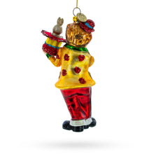 Load image into Gallery viewer, Whimsical Magician Clown Rabbit in a Hat Trick Glass Christmas Ornament