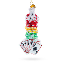 Load image into Gallery viewer, Casino Poker Chips and Cards Glass Christmas Ornament