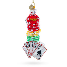 Load image into Gallery viewer, Casino Poker Chips and Cards Glass Christmas Ornament