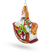 Load image into Gallery viewer, Traditional Rocking Horse with Gifts Glass Christmas Ornament