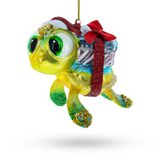 Load image into Gallery viewer, Baby Turtle Carrying Gifts Glass Christmas Ornament