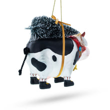 Load image into Gallery viewer, Cow Carrying Tree Glass Christmas Ornament