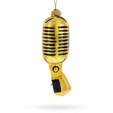 Load image into Gallery viewer, Shiny Golden Microphone Glass Christmas Ornament