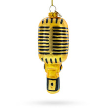 Load image into Gallery viewer, Shiny Golden Microphone Glass Christmas Ornament