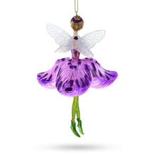 Load image into Gallery viewer, Enchanting Fairy in Purple Dress Glass Christmas Ornament