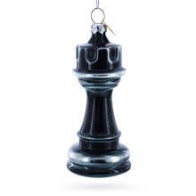 Load image into Gallery viewer, Black Rook (Castle) Chess Glass Christmas Ornament